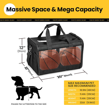 Dog Carrier Soft Sided, Large Cat Carrier with Inner Safety Leash, Pet Transport Carrier for Large Cats and Medium Dogs up to 20 Lbs, Collapsible Travel Puppy Carrier Bag -Purple L