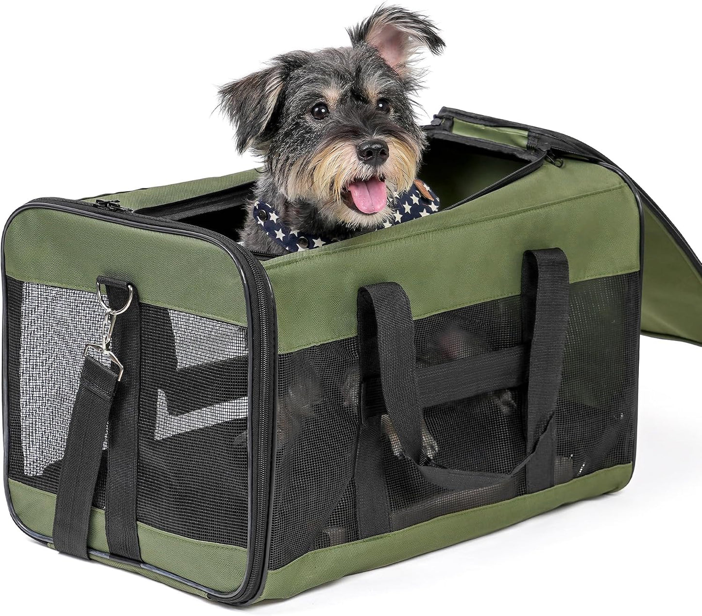 Dog Carrier Soft Sided, Large Cat Carrier with Inner Safety Leash, Pet Transport Carrier for Large Cats and Medium Dogs up to 20 Lbs, Collapsible Travel Puppy Carrier Bag -Purple L