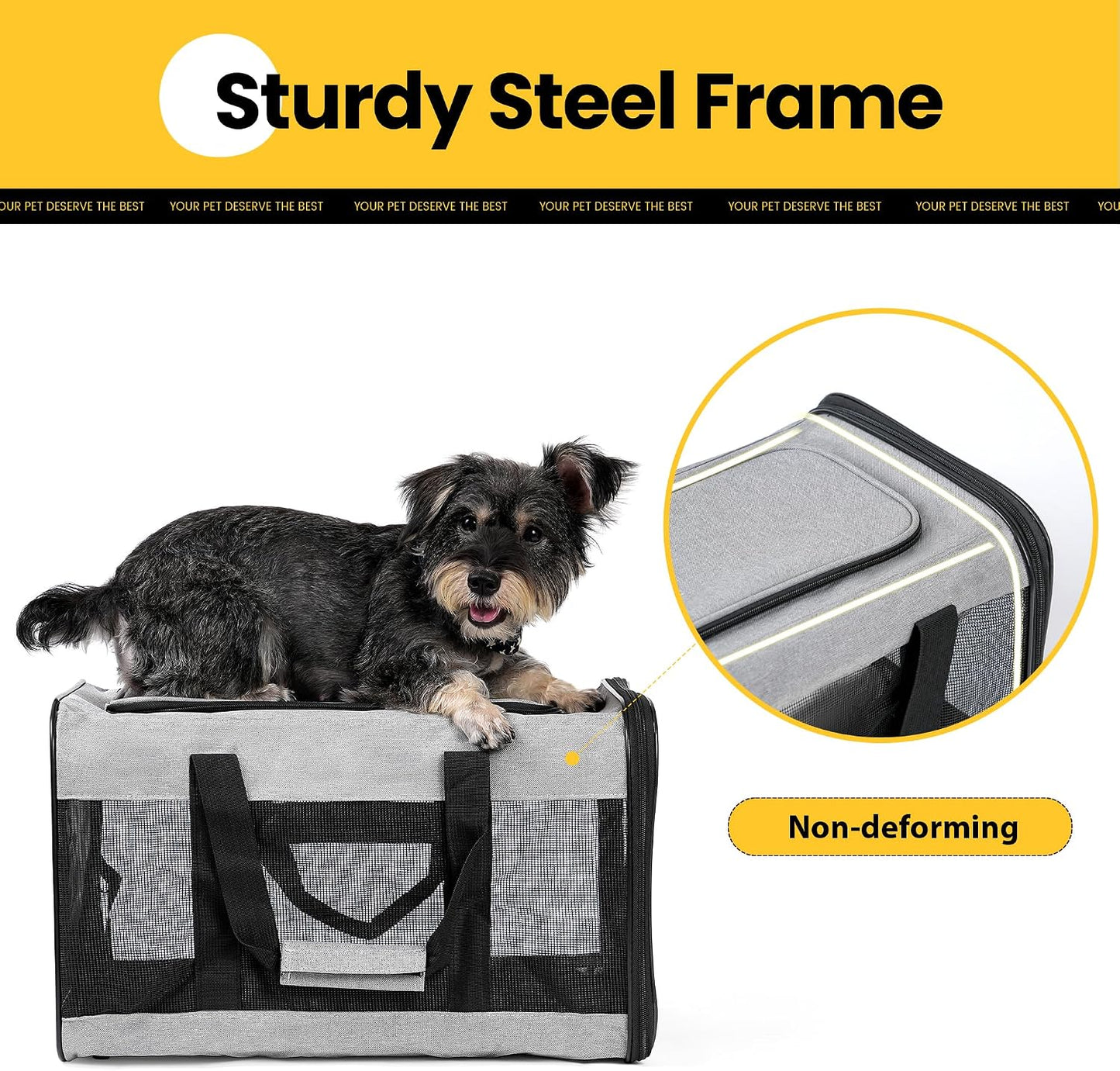 Dog Carrier Soft Sided, Large Cat Carrier with Inner Safety Leash, Pet Transport Carrier for Large Cats and Medium Dogs up to 20 Lbs, Collapsible Travel Puppy Carrier Bag -Purple L