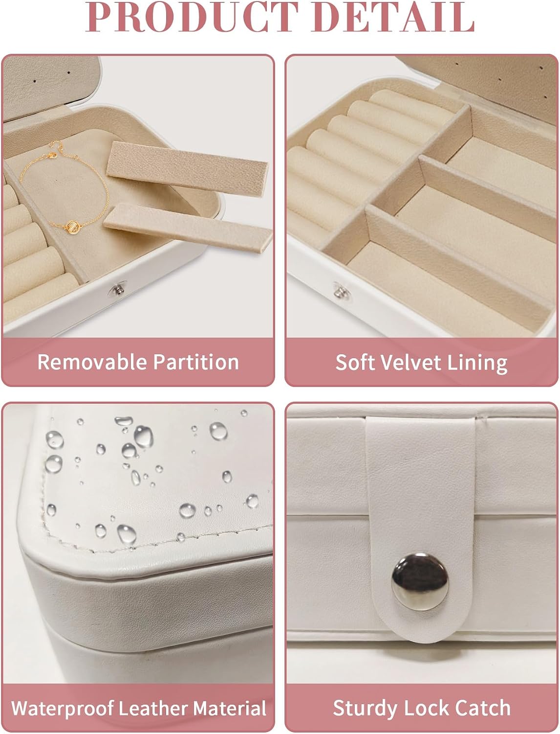 Parrot Jewelry Box Travel Jewelry Organizer Case with Velvet Spring Floral Botanical Blossom Motif Portable Leather Ring Gift Box Cases for Women Mom Necklace 6.3" x 4.3" x 2"