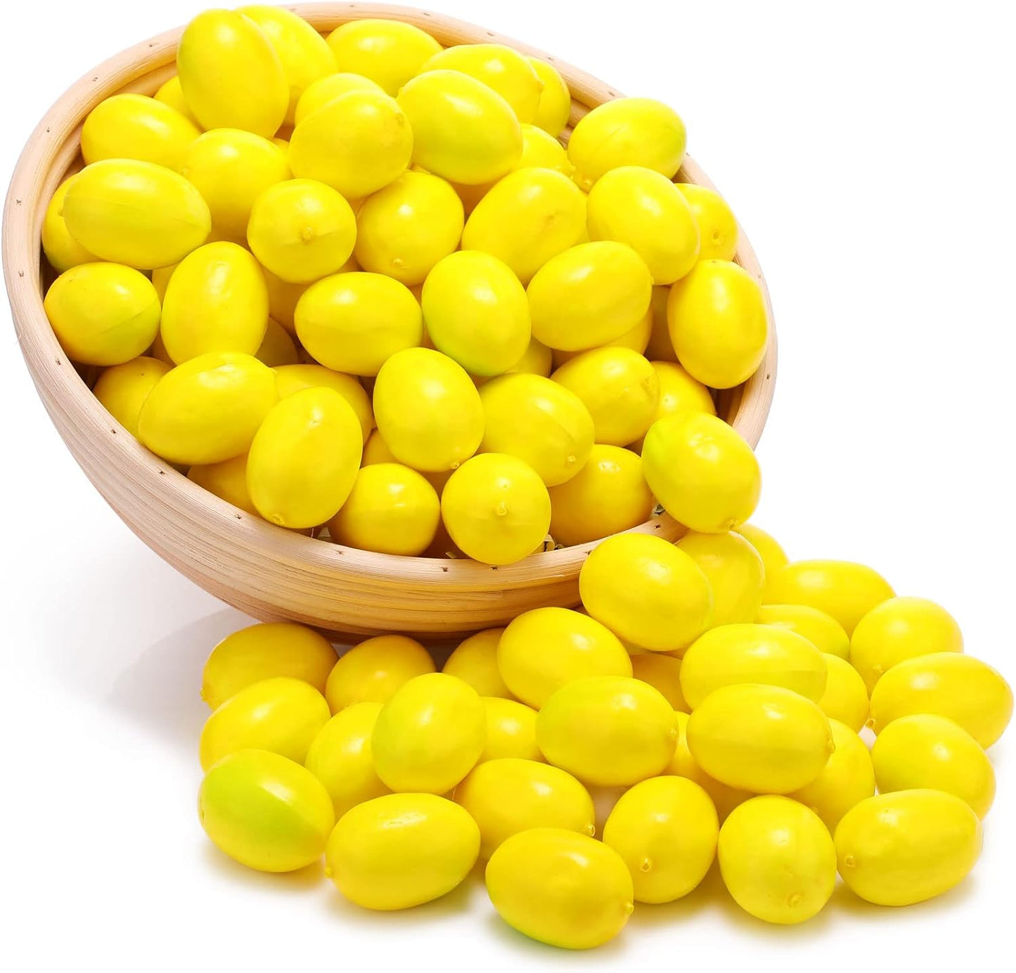 100 Pcs Fake Lemons Decor Artificial Faux Lemon Bowl Filler, 1.2x1.8 in | Plastic Artificial Lemons, Lifelike fake Yellow Fruit, Vase Filler, Kitchen Table Centerpiece, Summer Home Decoration
