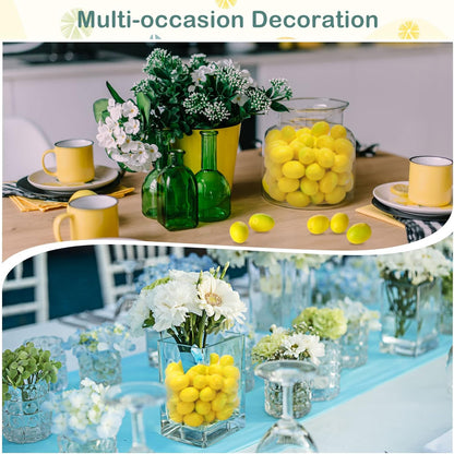 100 Pcs Fake Lemons Decor Artificial Faux Lemon Bowl Filler, 1.2x1.8 in | Plastic Artificial Lemons, Lifelike fake Yellow Fruit, Vase Filler, Kitchen Table Centerpiece, Summer Home Decoration