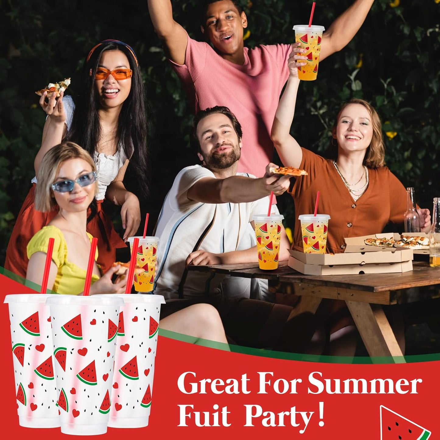 12 Pcs Lemon Plastic Cups for Summer Hawaii Party Supplies 24 oz Reusable Clear Glitter Fruit Cup with Lids and Straws Fresh Drinking Juice Cup for Lemon Party Supplies Decor Wedding Holiday