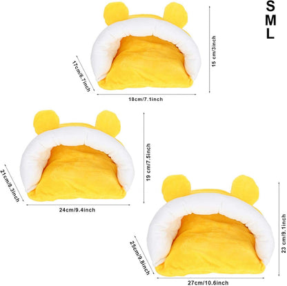 Warm Small Pet Animals Bed,hicken Cotton Small Pets Cute Sleeping Nest Bed House for Hamster Sugar Glider Squirrel(S-Yellow)