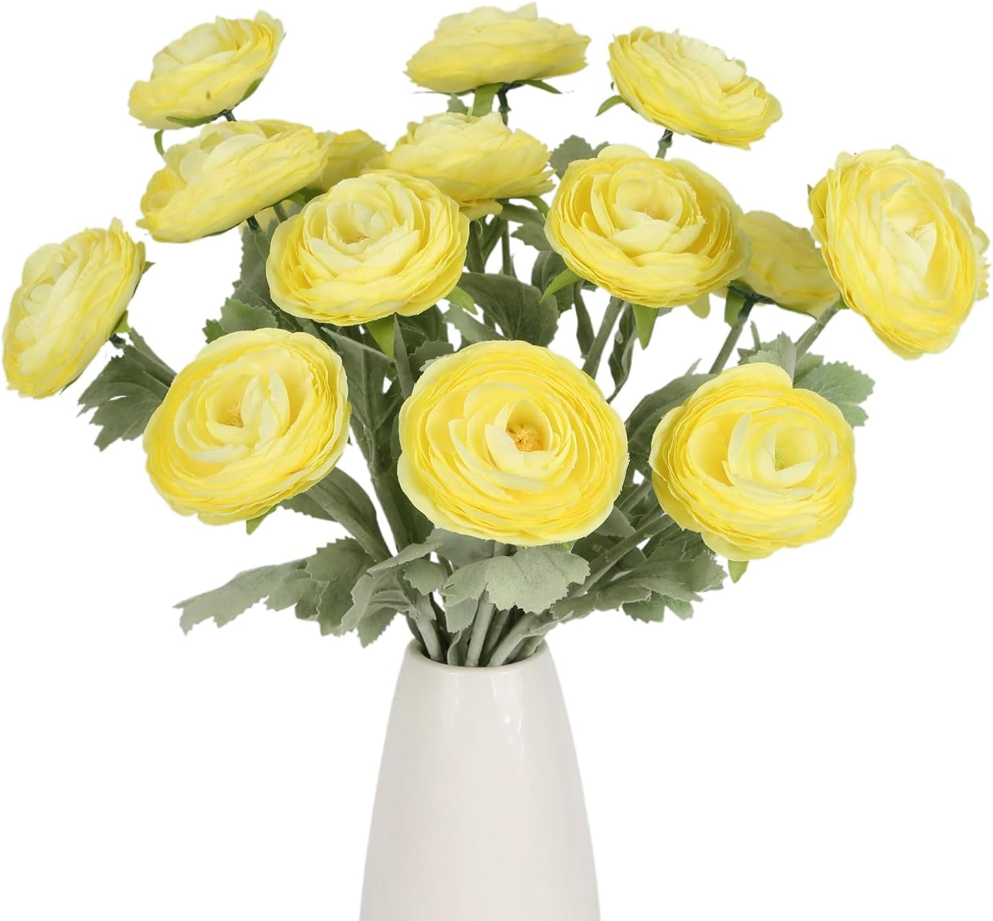 Yellow Ranunculus Flowers 5PCS Artificial Peonies for Home Decor | 19.6" Faux Ranunculus Flowers Real Touch Persian buttercup Stems for Wedding Bouquet Bridal Shower Home Table Centerpiece