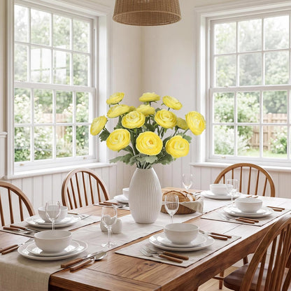 Yellow Ranunculus Flowers 5PCS Artificial Peonies for Home Decor | 19.6" Faux Ranunculus Flowers Real Touch Persian buttercup Stems for Wedding Bouquet Bridal Shower Home Table Centerpiece