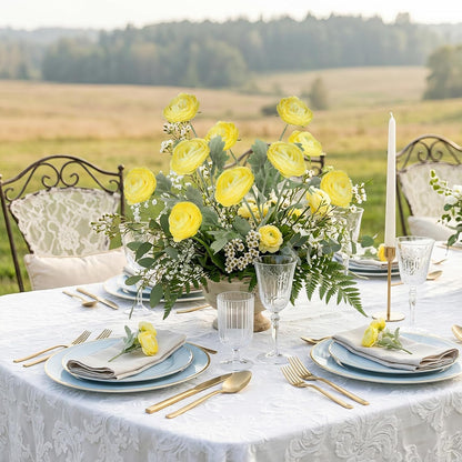 Yellow Ranunculus Flowers 5PCS Artificial Peonies for Home Decor | 19.6" Faux Ranunculus Flowers Real Touch Persian buttercup Stems for Wedding Bouquet Bridal Shower Home Table Centerpiece