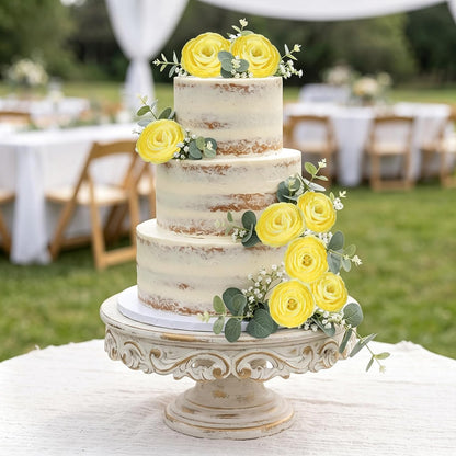 Yellow Ranunculus Flowers 5PCS Artificial Peonies for Home Decor | 19.6" Faux Ranunculus Flowers Real Touch Persian buttercup Stems for Wedding Bouquet Bridal Shower Home Table Centerpiece