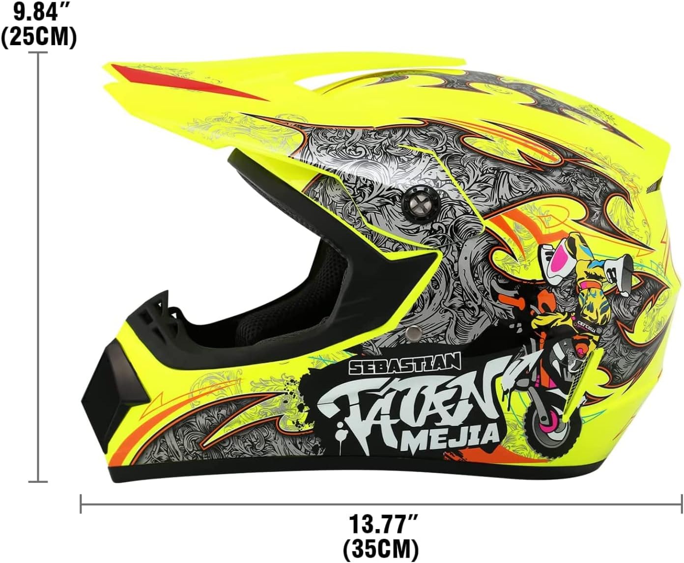 Motocross Helmet ATV Dirt Bike Helmets Off-Road Helmet with Gloves Goggles for Unisex Adult Youth DOT/FMVSS 218 Approved (Large, Yellow)