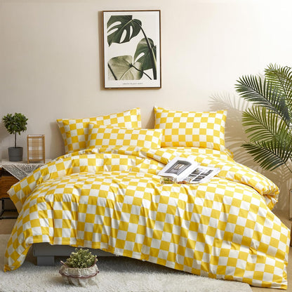 Yellow White Plaid Comforter Sets Twin Size Girls Boys Kids Light Yellow Checkerboard Dorm Bed Comforters Twin Bright Yellow Buffalo Checkered Grid Bed Quilt Soft Comfy Comforter Set Twin