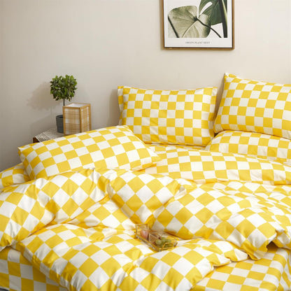 Yellow White Plaid Comforter Sets Twin Size Girls Boys Kids Light Yellow Checkerboard Dorm Bed Comforters Twin Bright Yellow Buffalo Checkered Grid Bed Quilt Soft Comfy Comforter Set Twin