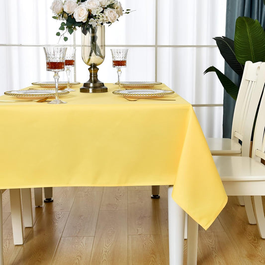 Yellow Square Tablecloth Waterproof Stain Resistant Wrinkle Free Table Cloth 210GSM Polyester Wipeable Table Cover for Party, Banquet, Indoor and Outdoor - Rectangle/Rectangular, 60 x 60 inch
