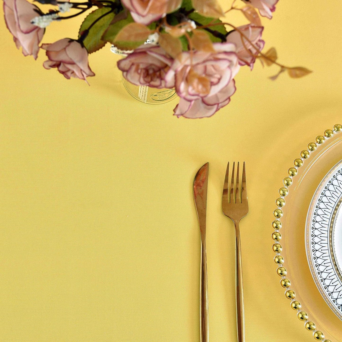Yellow Square Tablecloth Waterproof Stain Resistant Wrinkle Free Table Cloth 210GSM Polyester Wipeable Table Cover for Party, Banquet, Indoor and Outdoor - Rectangle/Rectangular, 60 x 60 inch