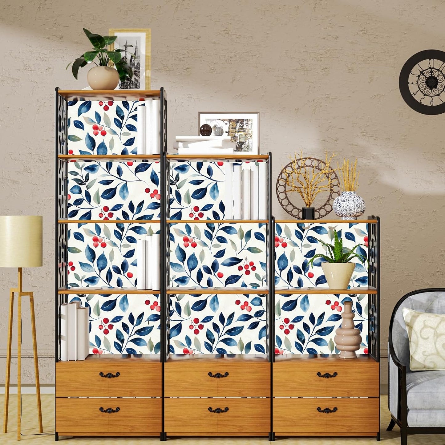 Yellow Vintage Lemon Bird Peel and Stick Wallpaper 17.5" x 118" | Waterproof Vinyl Self Adhesive Removable Renter Friendly Floral Contact Paper