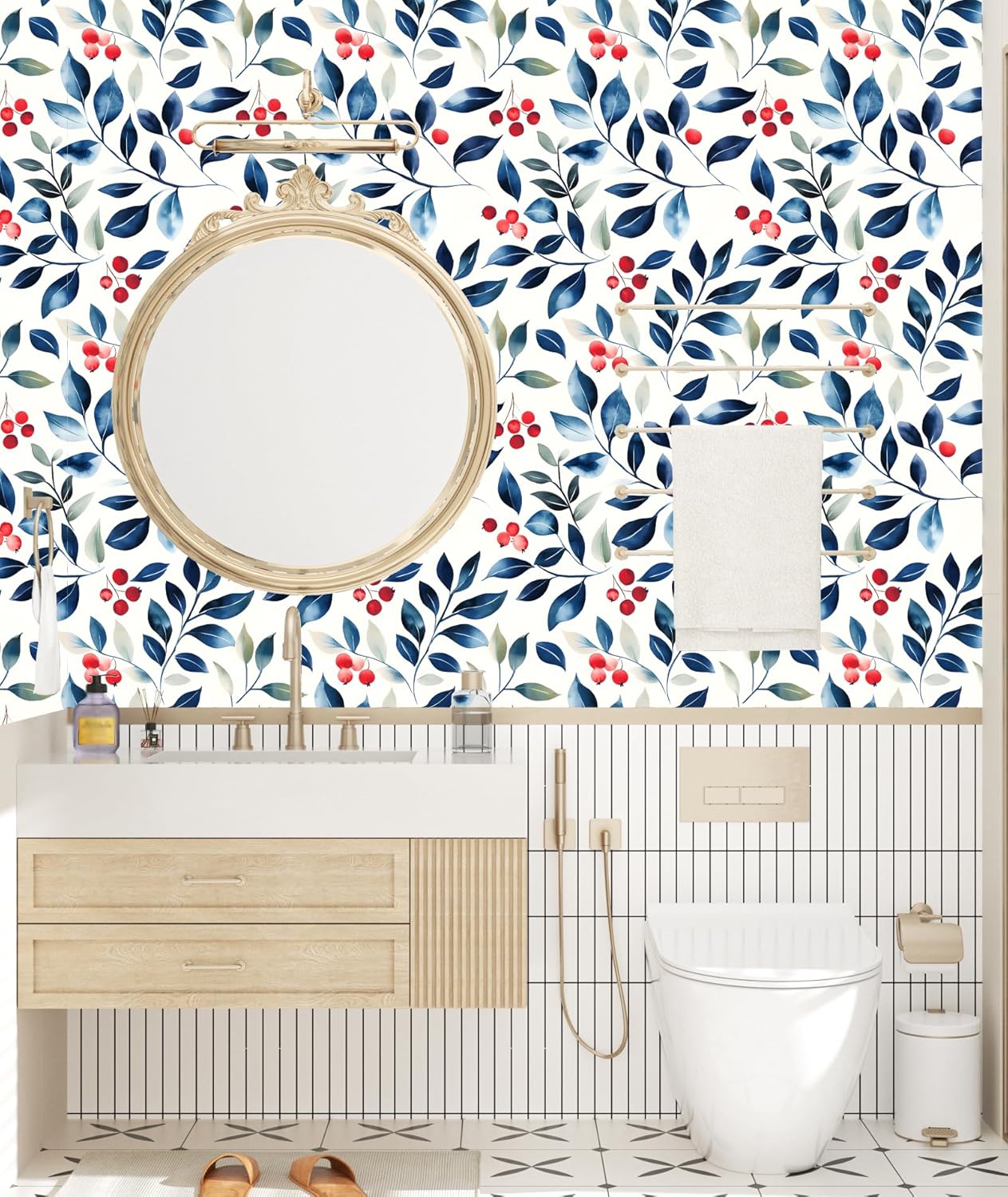 Yellow Vintage Lemon Bird Peel and Stick Wallpaper 17.5" x 118" | Waterproof Vinyl Self Adhesive Removable Renter Friendly Floral Contact Paper