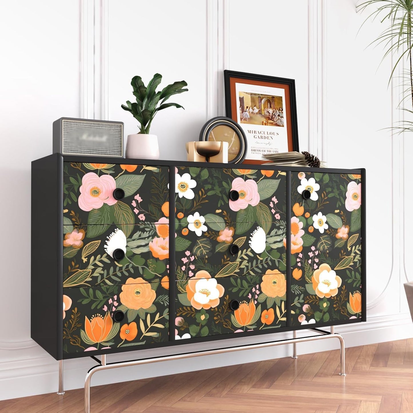 Yellow Vintage Lemon Bird Peel and Stick Wallpaper 17.5" x 118" | Waterproof Vinyl Self Adhesive Removable Renter Friendly Floral Contact Paper