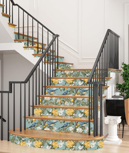 Yellow Vintage Lemon Bird Peel and Stick Wallpaper 17.5" x 118" | Waterproof Vinyl Self Adhesive Removable Renter Friendly Floral Contact Paper