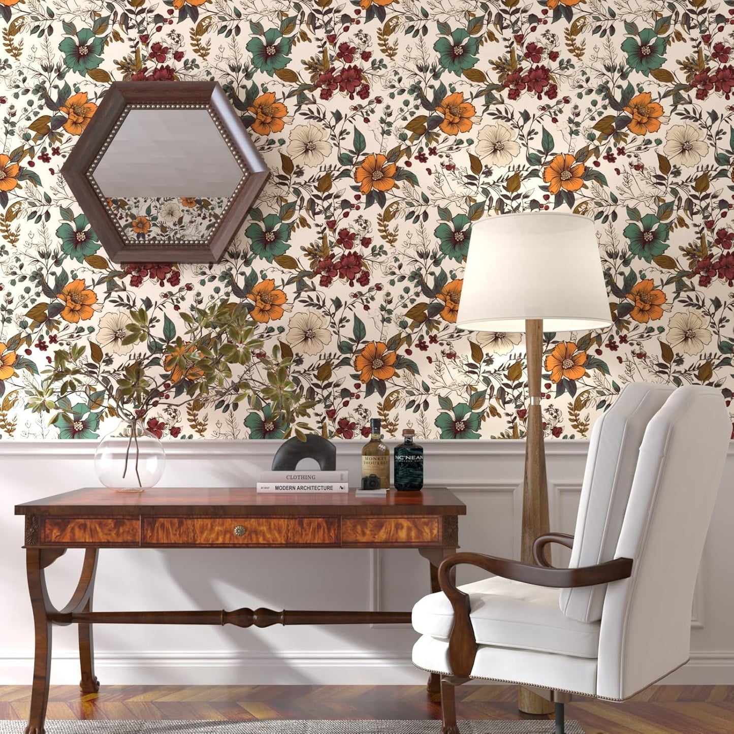 Yellow Vintage Lemon Bird Peel and Stick Wallpaper 17.5" x 118" | Waterproof Vinyl Self Adhesive Removable Renter Friendly Floral Contact Paper