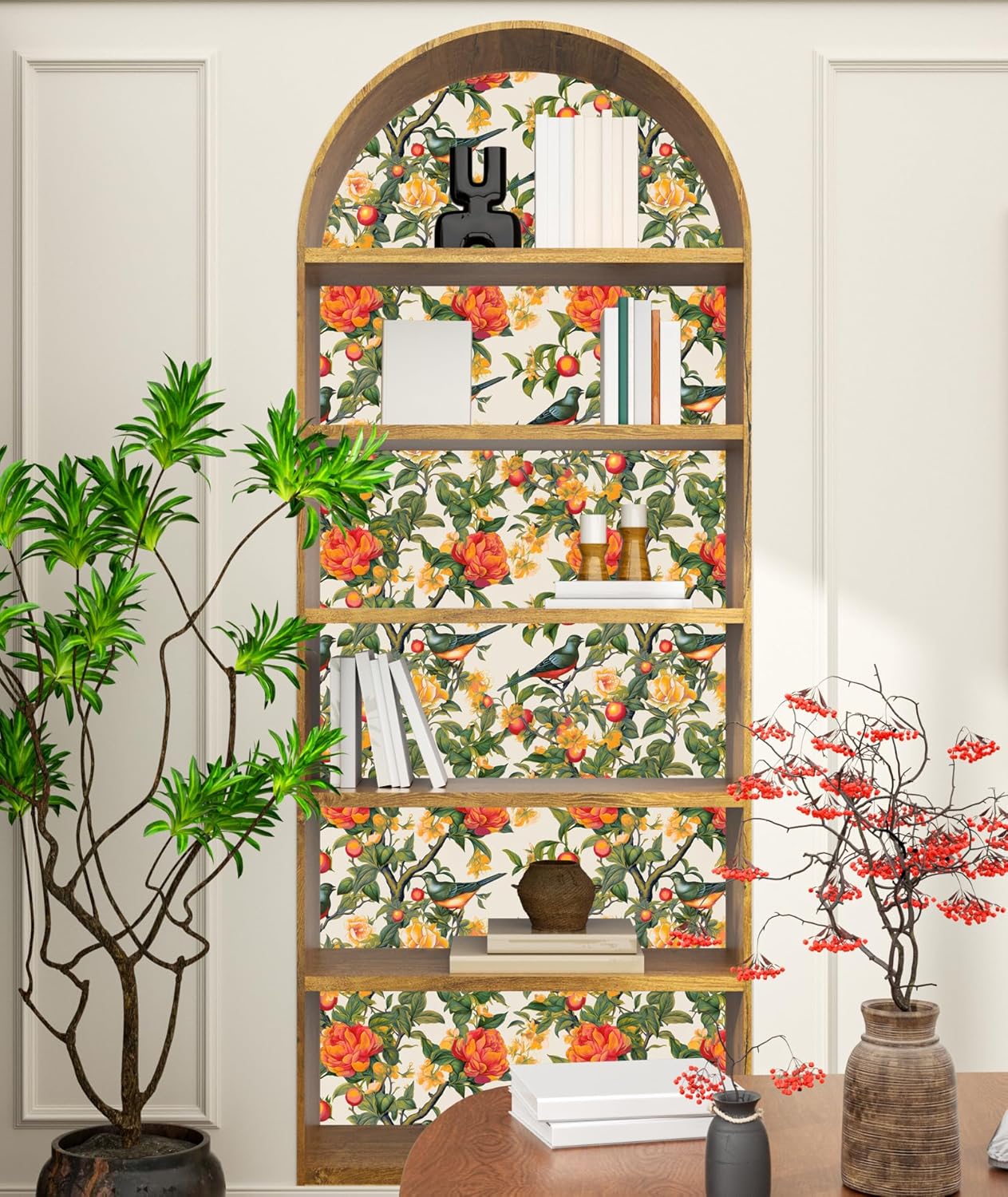 Yellow Vintage Lemon Bird Peel and Stick Wallpaper 17.5" x 118" | Waterproof Vinyl Self Adhesive Removable Renter Friendly Floral Contact Paper
