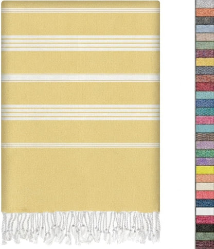 Turkish Beach Towel - 38x70 inch Oversized - Sultan Design - Turkish Towel for Beach, Bath, Pool, Gym, Yoga - Prewashed, Lightweight, Quick Dry (Yellow)