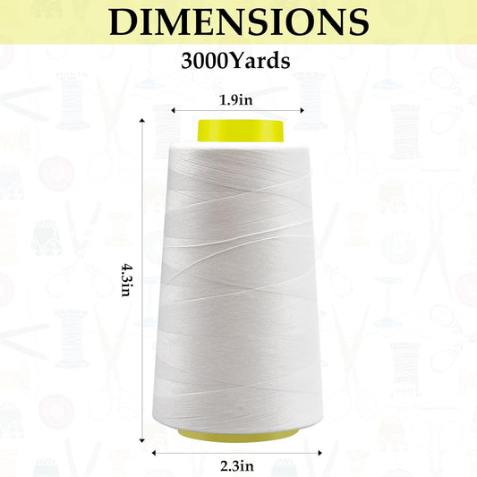 Serger Thread - 4 Cones x 3000 Yards (12,000 Yards Total) | 40S/2 Polyester All-Purpose Thread for Sergers, Overlock Machines, Quilting & Handcrafts (4 Yellow)