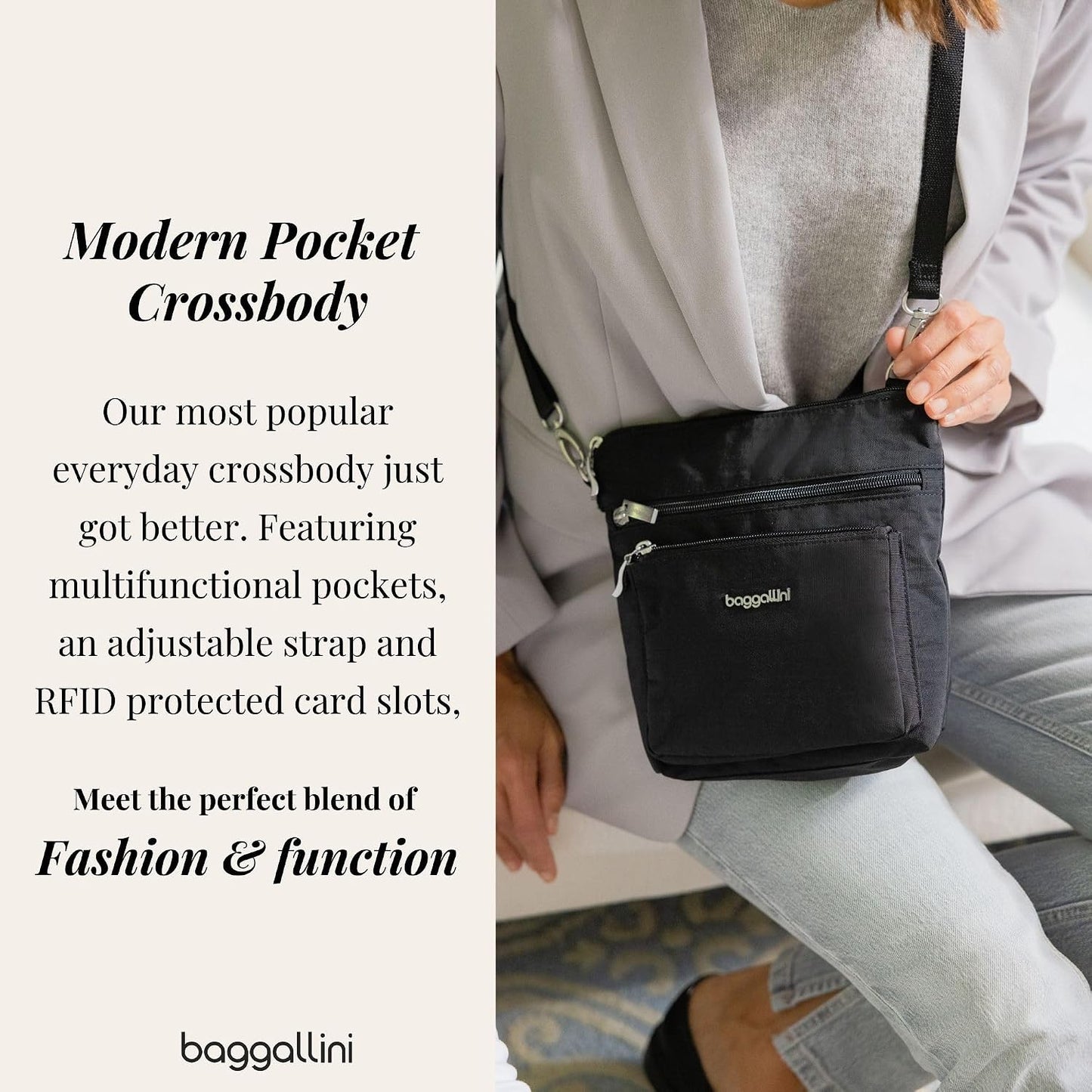 Modern Pocket Crossbody Bag for Women, 8.5"x8.5" Handbag Purse with RFID, Lightweight Water-Resistant
