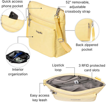 Modern Pocket Crossbody Bag for Women, 8.5"x8.5" Handbag Purse with RFID, Lightweight Water-Resistant