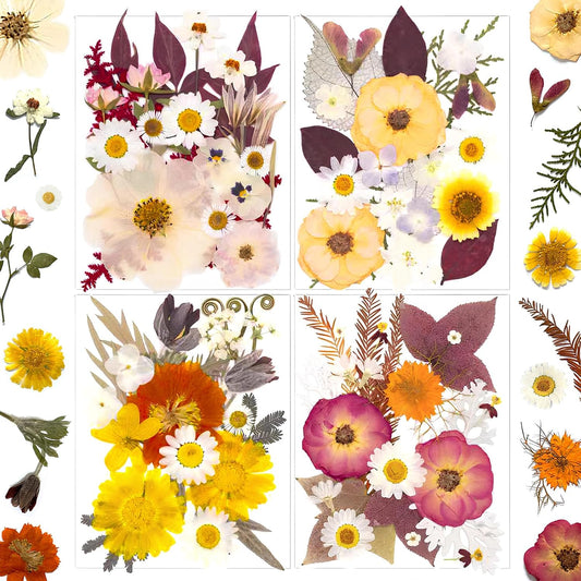 92 Pcs Dried Pressed Flowers for Resin Molds, Vintage White Real Natural Bulk Dry Wildflowers Leaves Perfect for Epoxy, DIY Crafts, Nails, Soap Candles Jewelry Making, and Home Decor