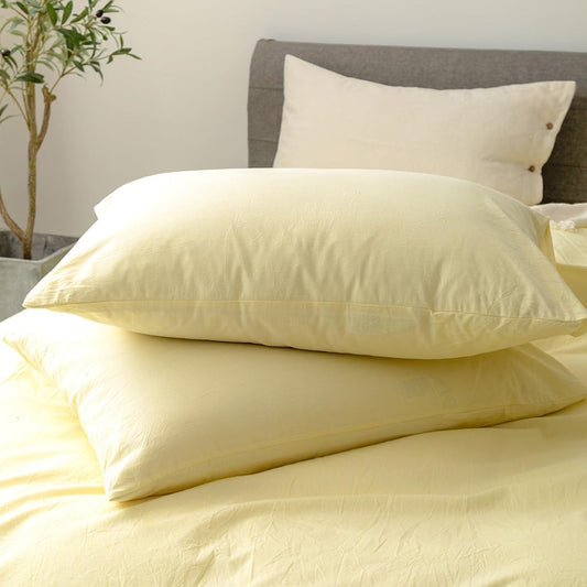 Pillowcases Set of 2 Washed Cotton Linen Feel Envelope Closure Standard