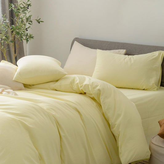 Pillowcases Set of 2 Washed Cotton Linen Feel Envelope Closure Standard