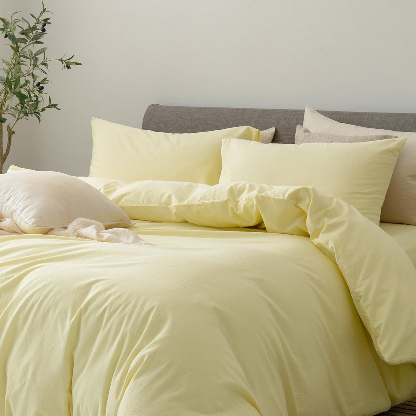 Pillowcases Set of 2 Washed Cotton Linen Feel Envelope Closure Standard