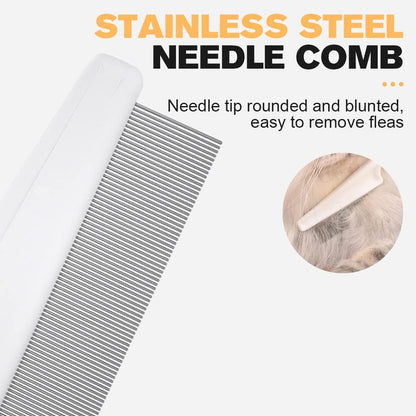 Multifunctional Pet Hair Comb Tear Stain Removal, 2025 New Grooming Comb Kit for Small Dogs Puppies, 2 in 1 Dog Combs Tooth Stainless Grooming Massage Dual-Sided Comb (Yellow)