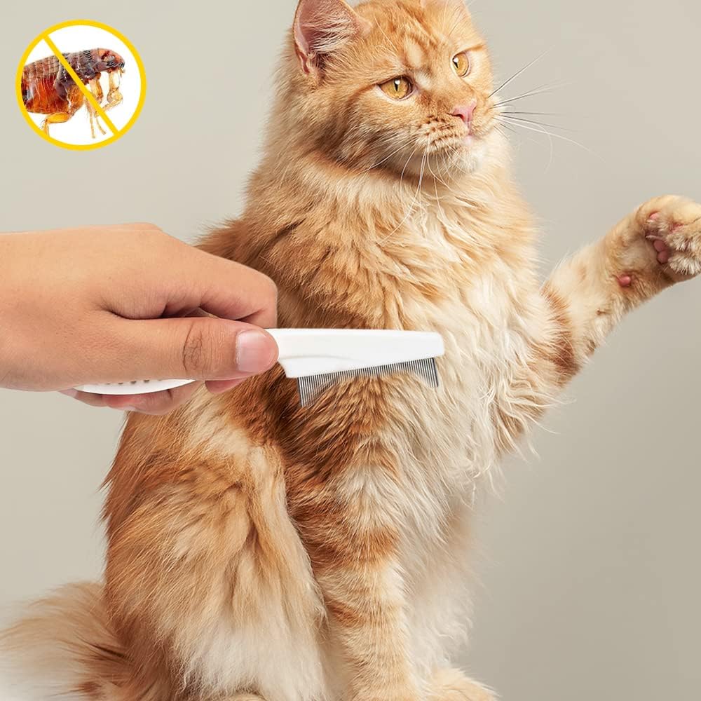 Multifunctional Pet Hair Comb Tear Stain Removal, 2025 New Grooming Comb Kit for Small Dogs Puppies, 2 in 1 Dog Combs Tooth Stainless Grooming Massage Dual-Sided Comb (Yellow)