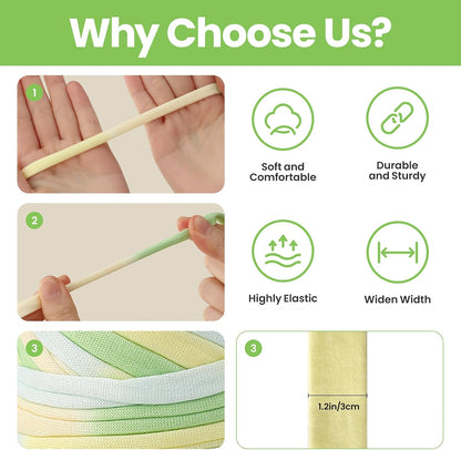 2 Pack Tshirt Yarn for Crochet,Rainbow T Shirt Soft Elastic Fabric Chunky Thick T-Shirt Crochet Yarn for Crocheting Knitting Beginner Hand Knitting Bag/DIY Craft/Home Decor 2 * 200G-Green Yellow