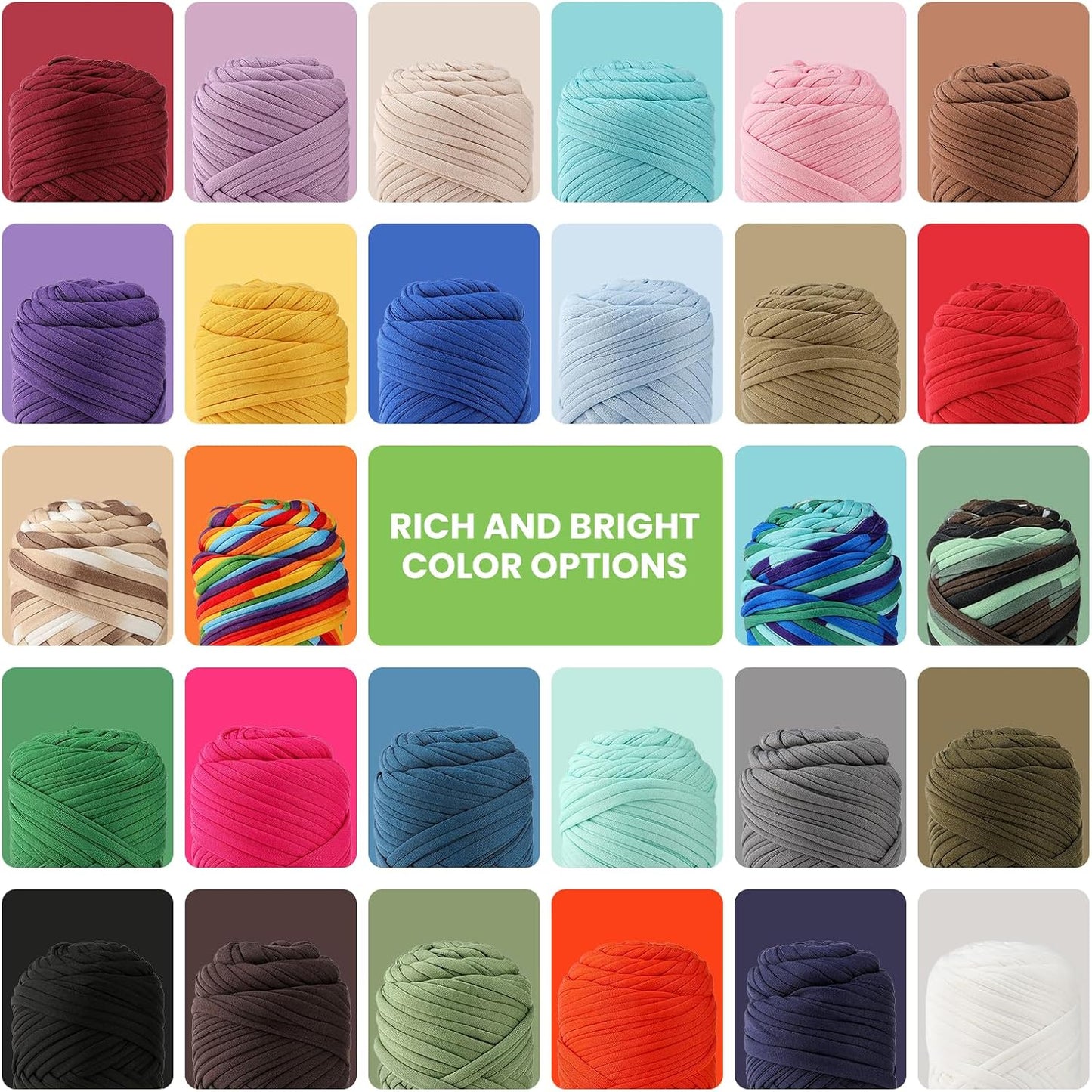 2 Pack Tshirt Yarn for Crochet,Rainbow T Shirt Soft Elastic Fabric Chunky Thick T-Shirt Crochet Yarn for Crocheting Knitting Beginner Hand Knitting Bag/DIY Craft/Home Decor 2 * 200G-Green Yellow