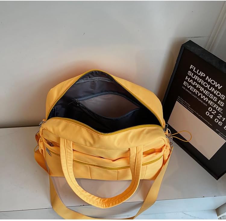 Gym Bag Sport Duffel Overnight Weekender Travel Bag with wet pocket and shoe pocket M06 Neon Yellow