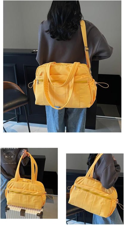 Gym Bag Sport Duffel Overnight Weekender Travel Bag with wet pocket and shoe pocket M06 Neon Yellow