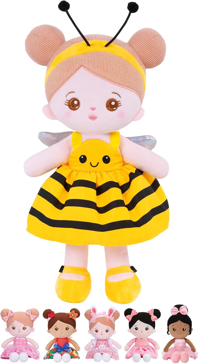 Soft Plush Baby Doll 12.6 Inch, Yellow Bee Dress Snuggle Buddy | First Birthday Toy & Gifts for 1 Year Old Girls, Ideal 1 Year Old Girl Gifts Cuddly Companion for Infants & Toddlers
