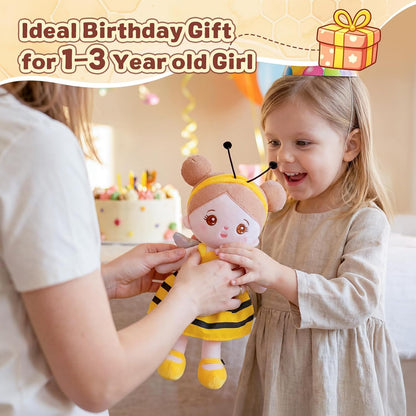 Soft Plush Baby Doll 12.6 Inch, Yellow Bee Dress Snuggle Buddy | First Birthday Toy & Gifts for 1 Year Old Girls, Ideal 1 Year Old Girl Gifts Cuddly Companion for Infants & Toddlers