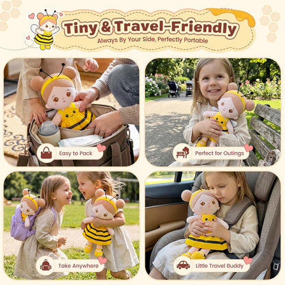 Soft Plush Baby Doll 12.6 Inch, Yellow Bee Dress Snuggle Buddy | First Birthday Toy & Gifts for 1 Year Old Girls, Ideal 1 Year Old Girl Gifts Cuddly Companion for Infants & Toddlers