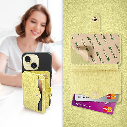Phone Wallet Stick on for Cases, Sticky Wallet for Back of Phone | Phone Wallet with Kickstand,Fits 5.8 Inches and Above Phone case Sticky Card Holder for Phone Case (Yellow)