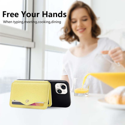 Phone Wallet Stick on for Cases, Sticky Wallet for Back of Phone | Phone Wallet with Kickstand,Fits 5.8 Inches and Above Phone case Sticky Card Holder for Phone Case (Yellow)