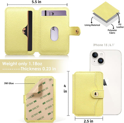 Phone Wallet Stick on for Cases, Sticky Wallet for Back of Phone | Phone Wallet with Kickstand,Fits 5.8 Inches and Above Phone case Sticky Card Holder for Phone Case (Yellow)