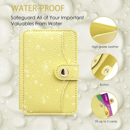 Phone Wallet Stick on for Cases, Sticky Wallet for Back of Phone | Phone Wallet with Kickstand,Fits 5.8 Inches and Above Phone case Sticky Card Holder for Phone Case (Yellow)