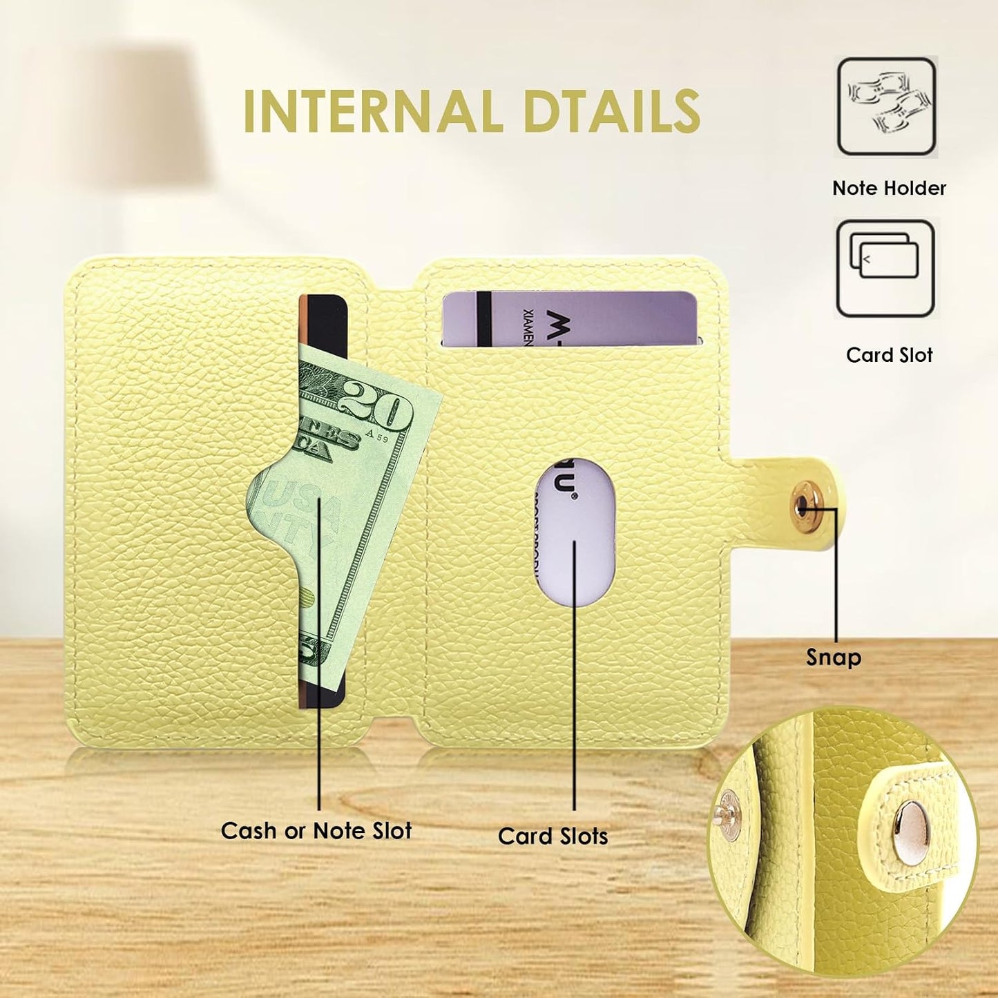 Phone Wallet Stick on for Cases, Sticky Wallet for Back of Phone | Phone Wallet with Kickstand,Fits 5.8 Inches and Above Phone case Sticky Card Holder for Phone Case (Yellow)