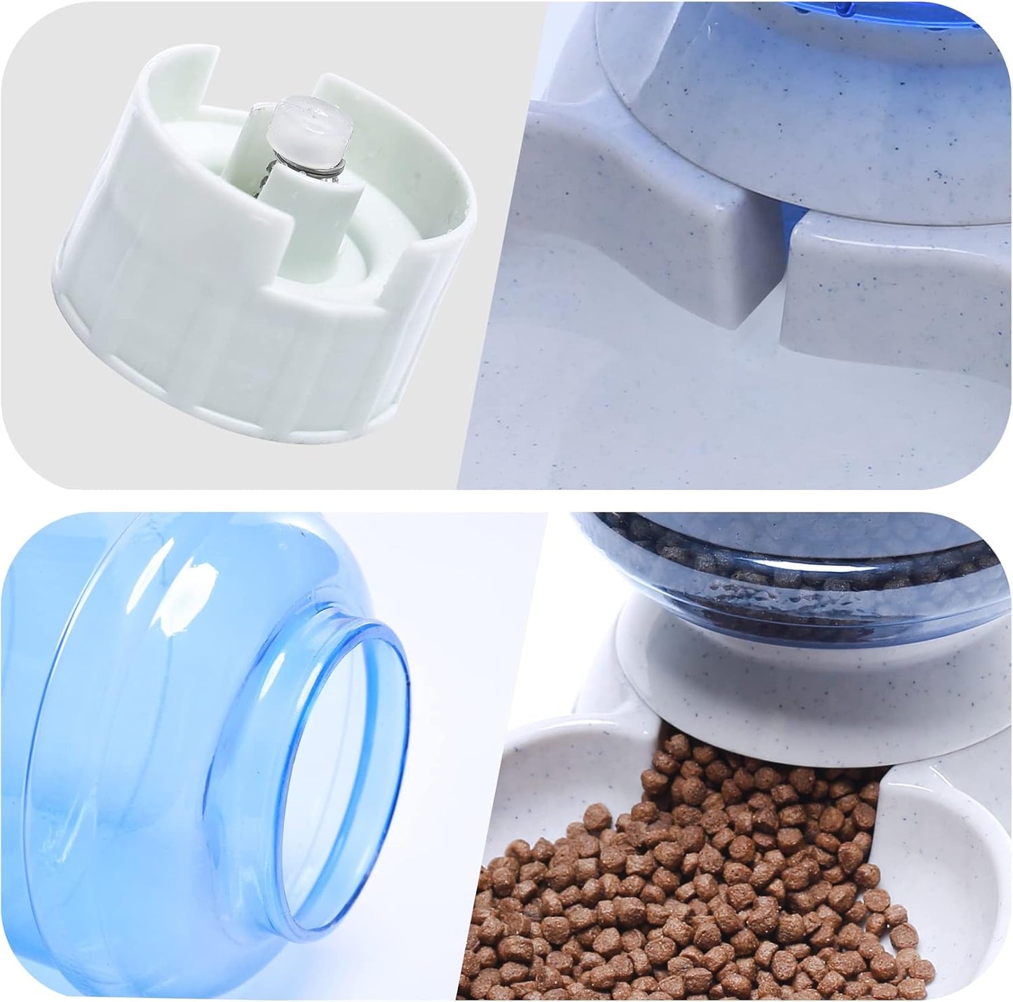 Pet Feeder and Water Food Dispenser Automatic Water Bowl for Dogs Cats, BPA-Free, Gravity Refill, Self Feeding for Small Medium Pets Puppy Kitten Rabbit - 1 Gallon 3.8L (Waterer + Feeder)