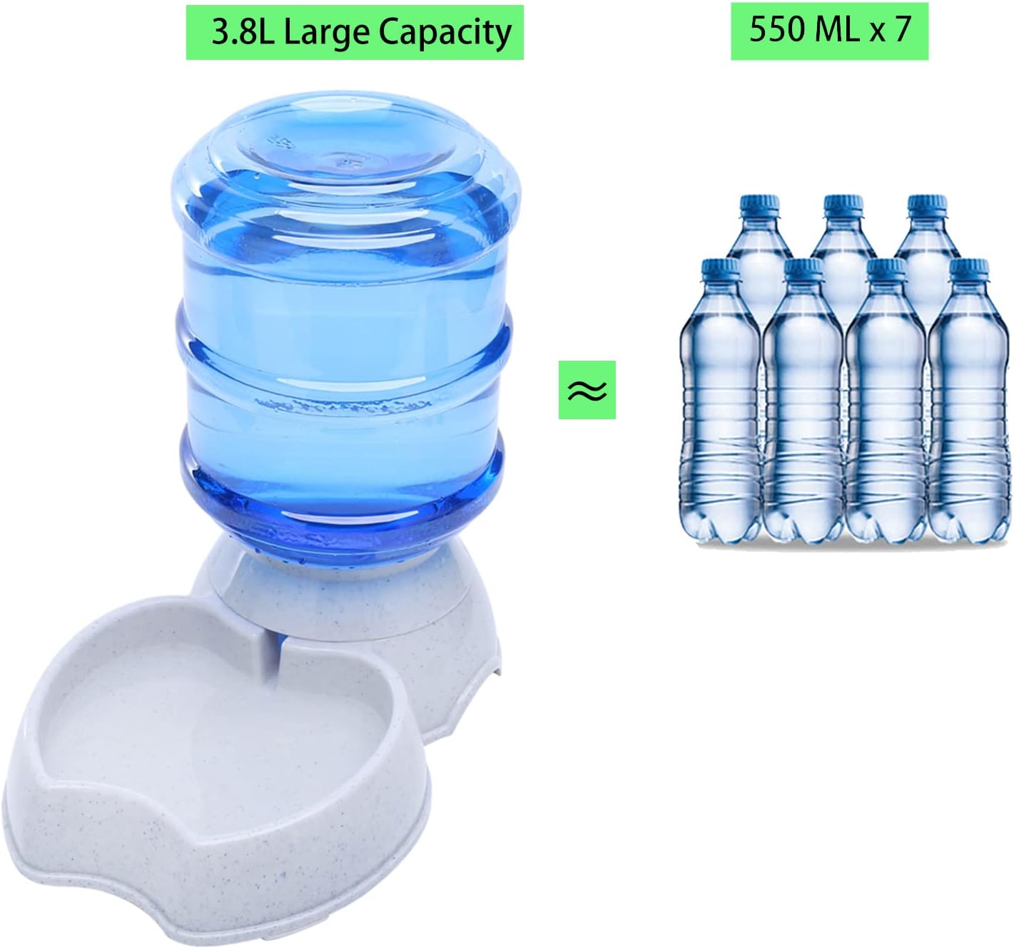 Pet Feeder and Water Food Dispenser Automatic Water Bowl for Dogs Cats, BPA-Free, Gravity Refill, Self Feeding for Small Medium Pets Puppy Kitten Rabbit - 1 Gallon 3.8L (Waterer + Feeder)