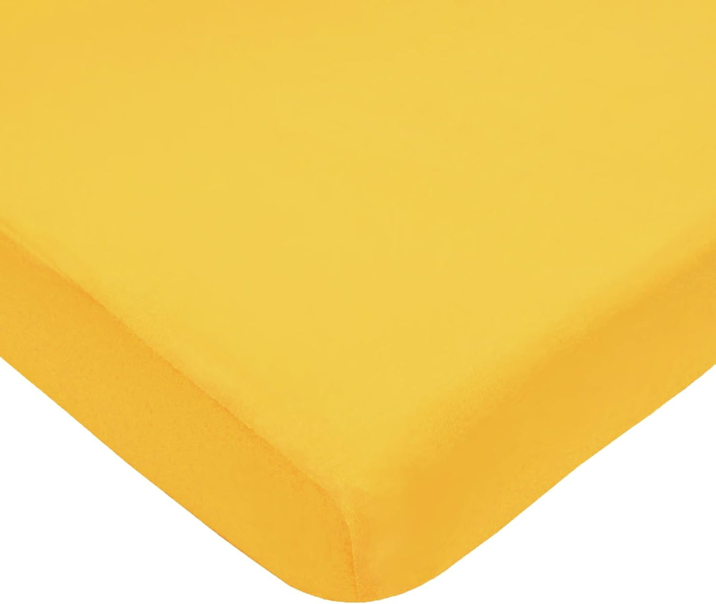 100% Natural Cotton Fitted Crib Sheet 52" x 28" - Soft, Breathable, Hypoallergenic & Gentle Toddler Bed Sheet, Golden Yellow, Neutral for Boys & Girls