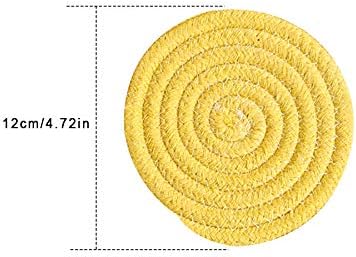 Gracelife 6pcs Cup Mat Pure Cotton Thread Weave Round Drink Hot Pads Mats Set Absorbent Scald-proof Drink Coasters (yellow)