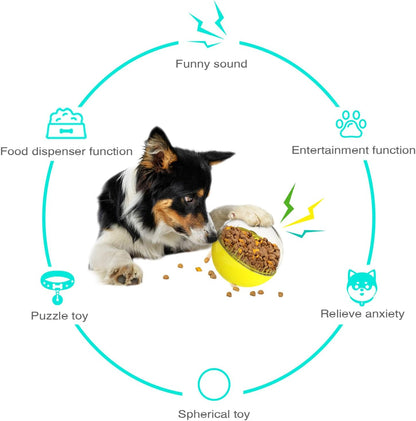 Dog Treat Ball, Dog Food Puzzle Slow Feeder Interactive Squeaky Mental Stimulation Toys, Cat Treat Dispenser Puzzle Toys Active Rolling Balls for Medium/Large Dog Breeds